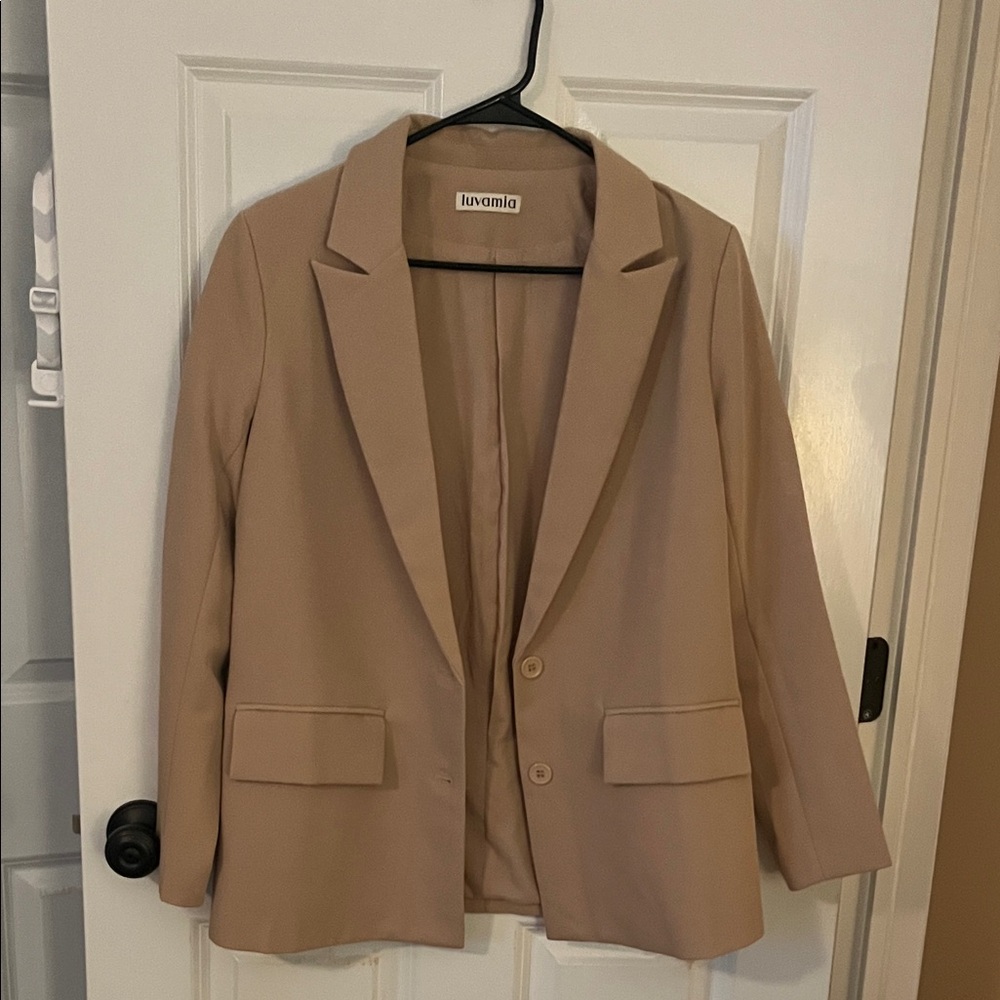 Beige Women's Blazer and Pants Set - Picture 2 of 6